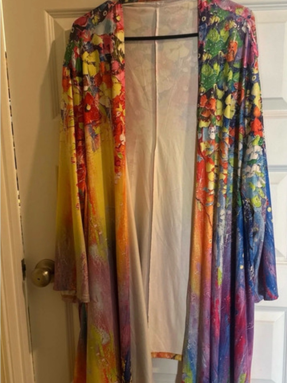 Women's Multicolor Floral Open Front Duster Coat